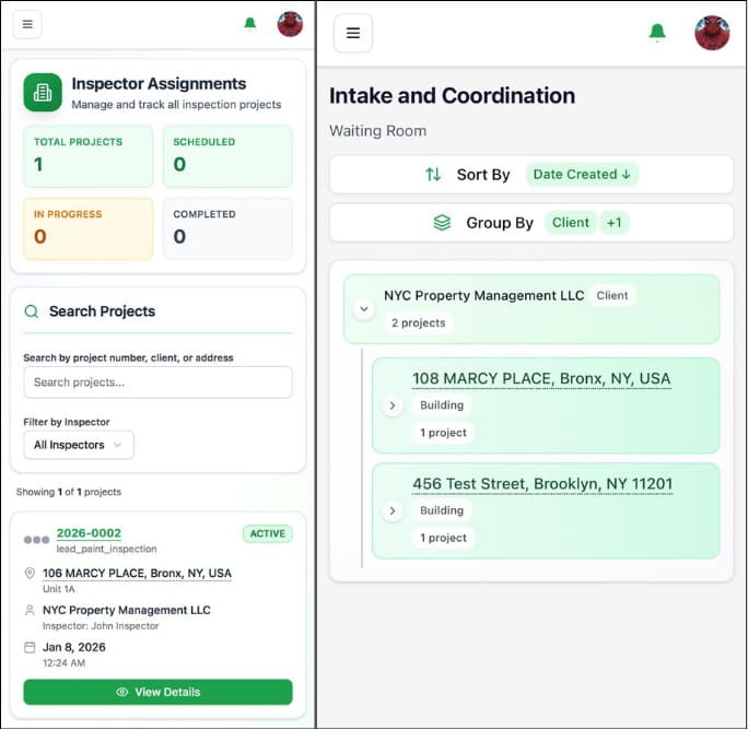 Mobile-first inspector portal for field operations
