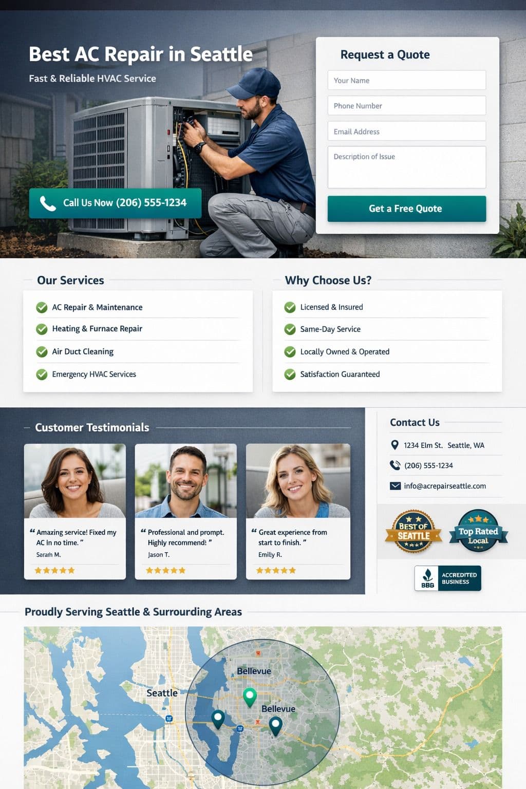Local SEO Landing Page Example